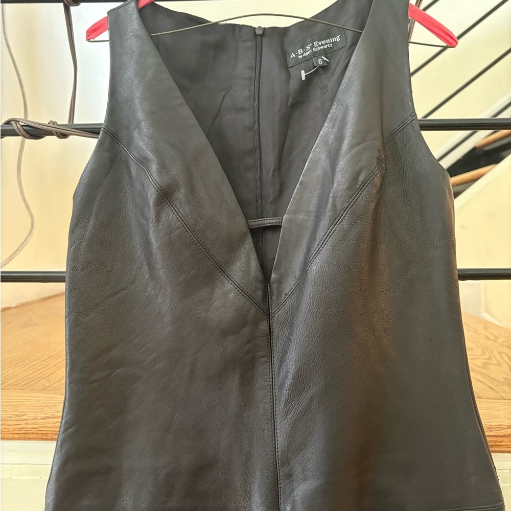 ABS Allen Schwartz Black Maxi leather  Dress